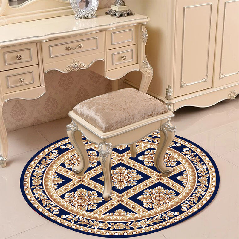Victorian Bedroom Rug Multicolor Peony Area Rug Polyester Stain Resistant Washable Anti-Slip Rug