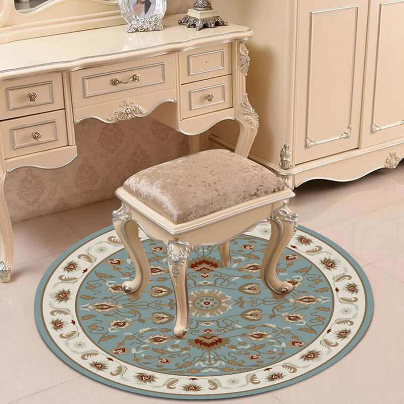 Victorian Bedroom Rug Multicolor Peony Area Rug Polyester Stain Resistant Washable Anti-Slip Rug
