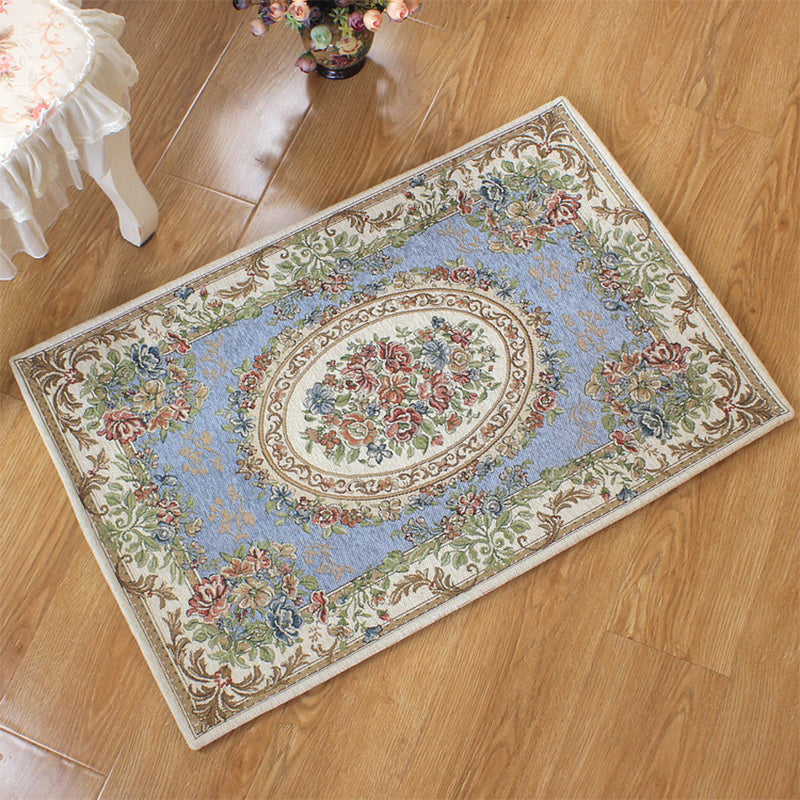 Classy Jacquard Rug Multi Colored Retro Carpet Polypropylene Stain Resistant Non-Slip Backing Washable Rug for Door