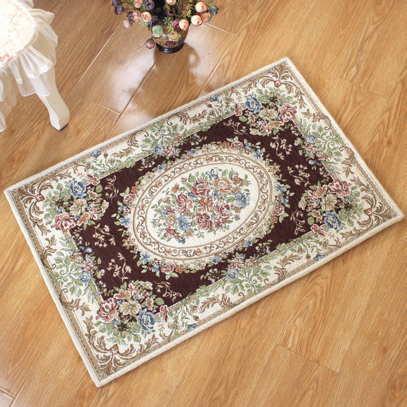 Classy Jacquard Rug Multi Colored Retro Carpet Polypropylene Stain Resistant Non-Slip Backing Washable Rug for Door
