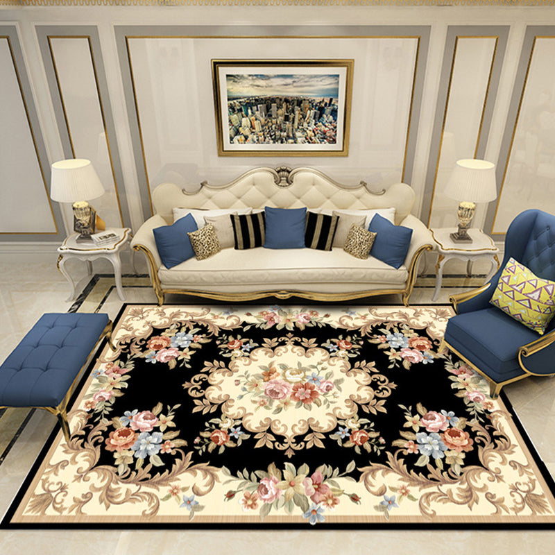 Elegant meerkleurig bloementapijt Traditioneel polyester tapijt Antislip achterkant Diervriendelijk wasbaar tapijt voor huisdecoratie