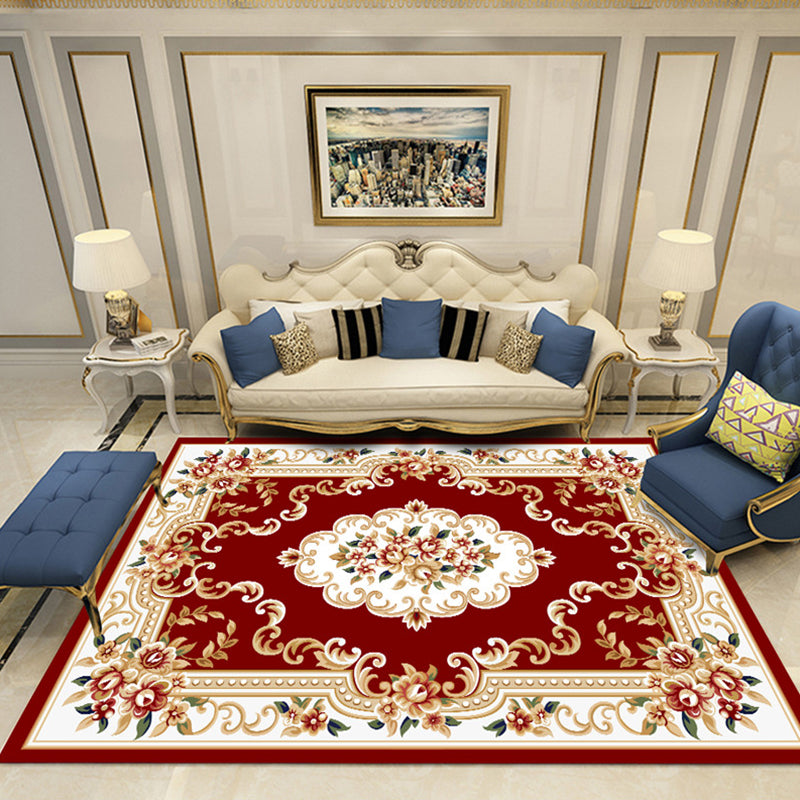 Elegant meerkleurig bloementapijt Traditioneel polyester tapijt Antislip achterkant Diervriendelijk wasbaar tapijt voor huisdecoratie