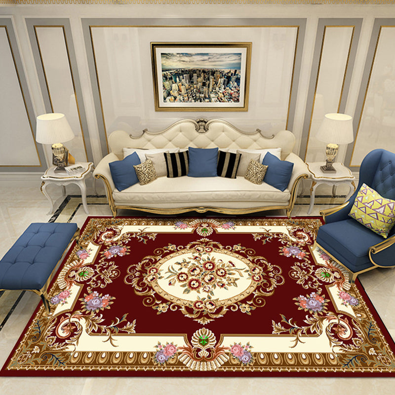 Elegant meerkleurig bloementapijt Traditioneel polyester tapijt Antislip achterkant Diervriendelijk wasbaar tapijt voor huisdecoratie