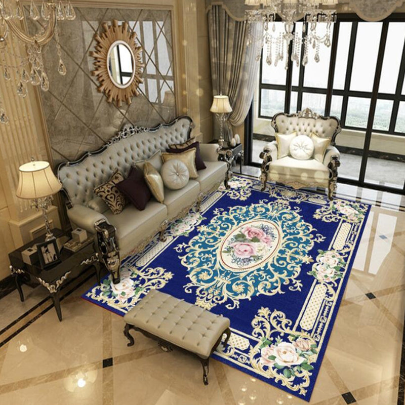 Beautiful Peony Print Rug Multi Color Classical Rug Polypropylene Non-Slip Machine Washable Stain Resistant Rug for Room