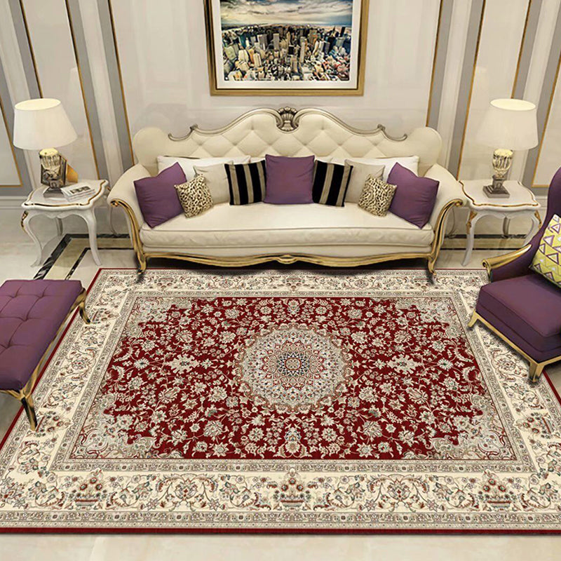 Beautiful Peony Print Rug Multi Color Classical Rug Polypropylene Non-Slip Machine Washable Stain Resistant Rug for Room
