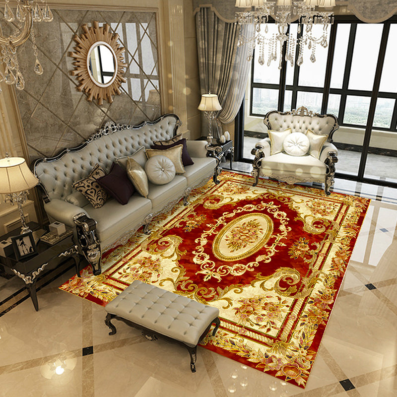 Beautiful Peony Print Rug Multi Color Classical Rug Polypropylene Non-Slip Machine Washable Stain Resistant Rug for Room