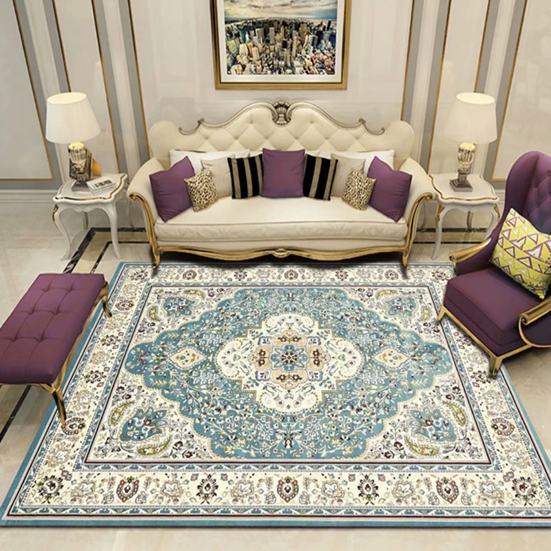 Antique Multicolor Glam Rug Polyester Floral Printed Carpet Pet Friendly Stain Resistant Anti-Slip Rug for Home