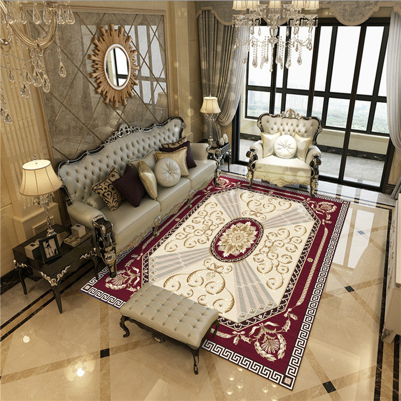 Imperial Peonies Print Rug Multi Colored Victorian Carpet Synthetics Machine Washable Non-Slip Backing Pet Friendly Rug for Room