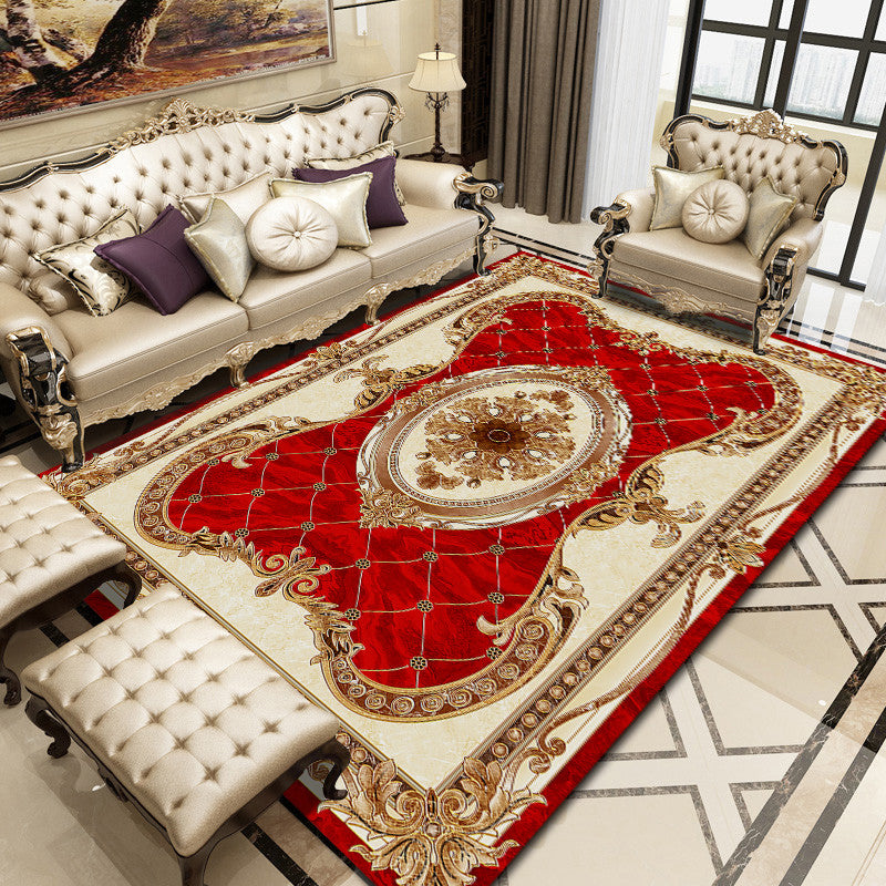 Imperial Peonies Print Rug Multi Colored Victorian Carpet Synthetics Machine Washable Non-Slip Backing Pet Friendly Rug for Room