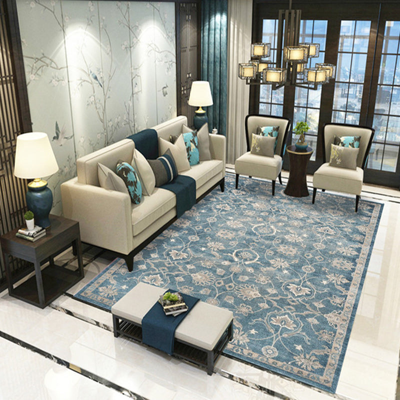 Imperial Peonies Print Rug Multi Colored Victorian Carpet Synthetics Machine Washable Non-Slip Backing Pet Friendly Rug for Room