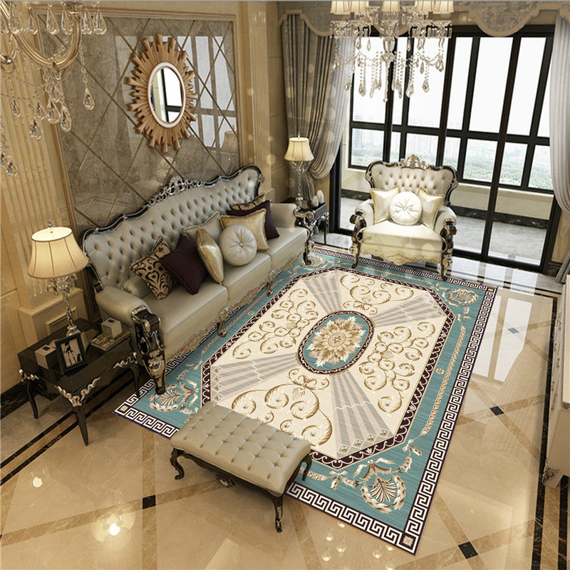 Imperial Peonies Print Rug Multi Colored Victorian Carpet Synthetics Machine Washable Non-Slip Backing Pet Friendly Rug for Room