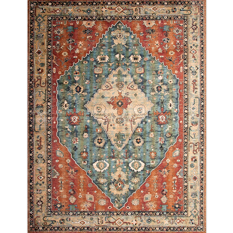 Victoria Print Rug Multi Color Polypropylene Rug Non-Slip Stain Resistant Washable Indoor Rug for Living Room