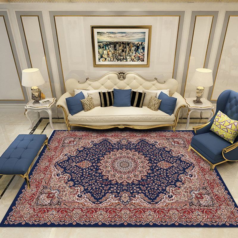 Victoria Print Rug Multi Color Polypropylene Rug Non-Slip Stain Resistant Washable Indoor Rug for Living Room