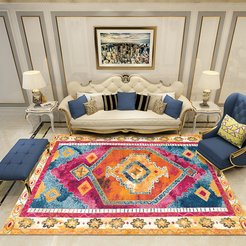 Victoria Print Rug Multi Color Polypropylene Rug Non-Slip Stain Resistant Washable Indoor Rug for Living Room