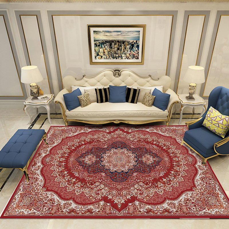 Victoria Print Rug Multi Color Polypropylene Rug Non-Slip Stain Resistant Washable Indoor Rug for Living Room