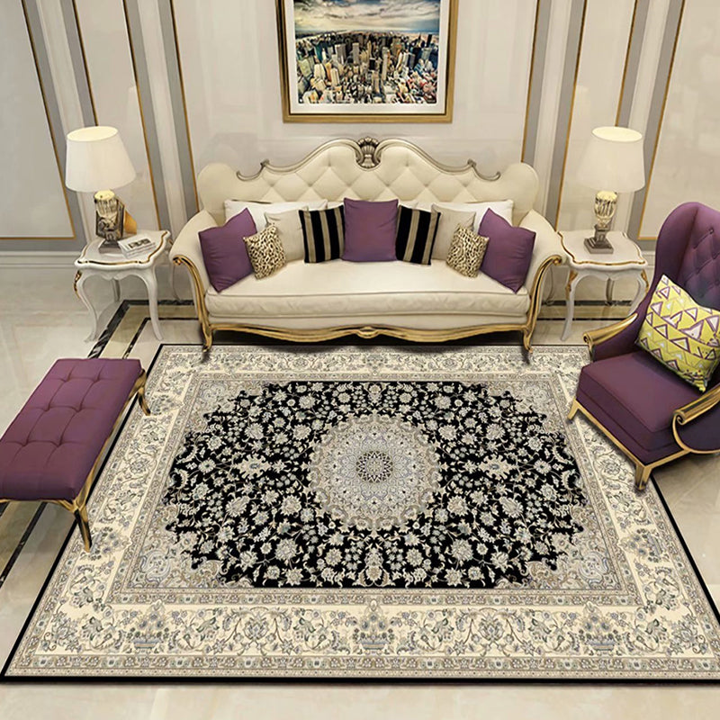 Victoria Print Rug Multi Color Polypropylene Rug Non-Slip Stain Resistant Washable Indoor Rug for Living Room