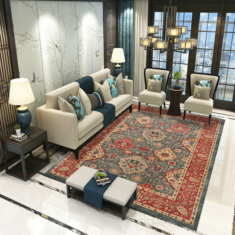 Victoria Print Rug Multi Color Polypropylene Rug Non-Slip Stain Resistant Washable Indoor Rug for Living Room