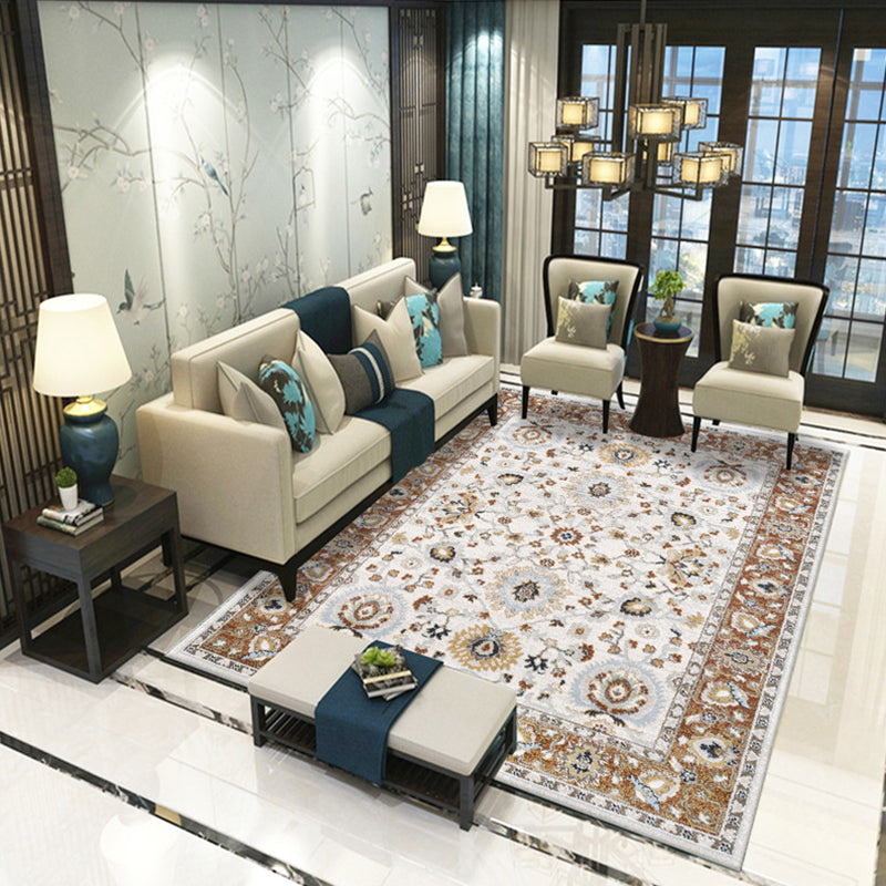 Victoria Print Rug Multi Color Polypropylene Rug Non-Slip Stain Resistant Washable Indoor Rug for Living Room