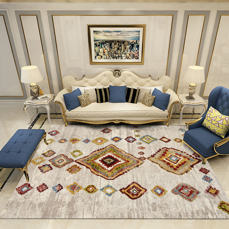 Victoria Print Rug Multi Color Polypropylene Rug Non-Slip Stain Resistant Washable Indoor Rug for Living Room