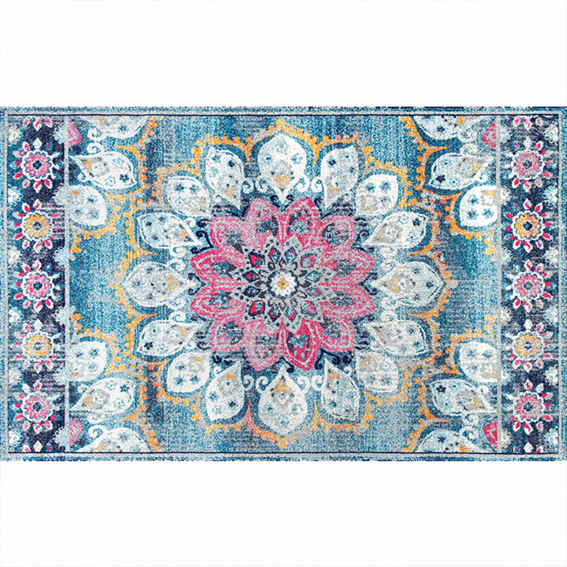 Moroccan Living Room Rug Multi-Colored Printed Carpet Cotton Anti-Slip Machine Washable Pet Friendly Rug