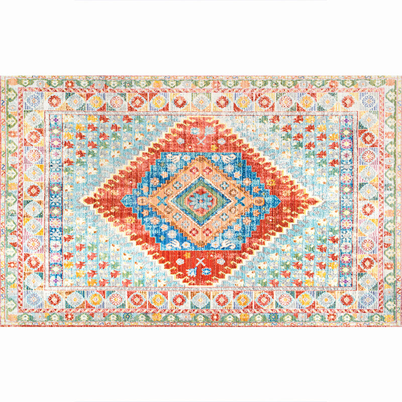 Moroccan Living Room Rug Multi-Colored Printed Carpet Cotton Anti-Slip Machine Washable Pet Friendly Rug