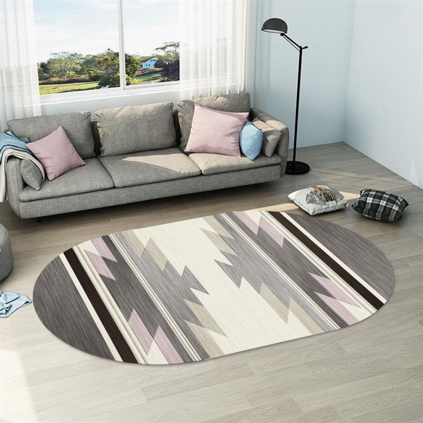 Postmoderner geometrischer abstrakter Teppich, mehrfarbiger Polyester-Teppich, waschbar, rutschfeste Unterseite, haustierfreundlicher Teppich zur Dekoration