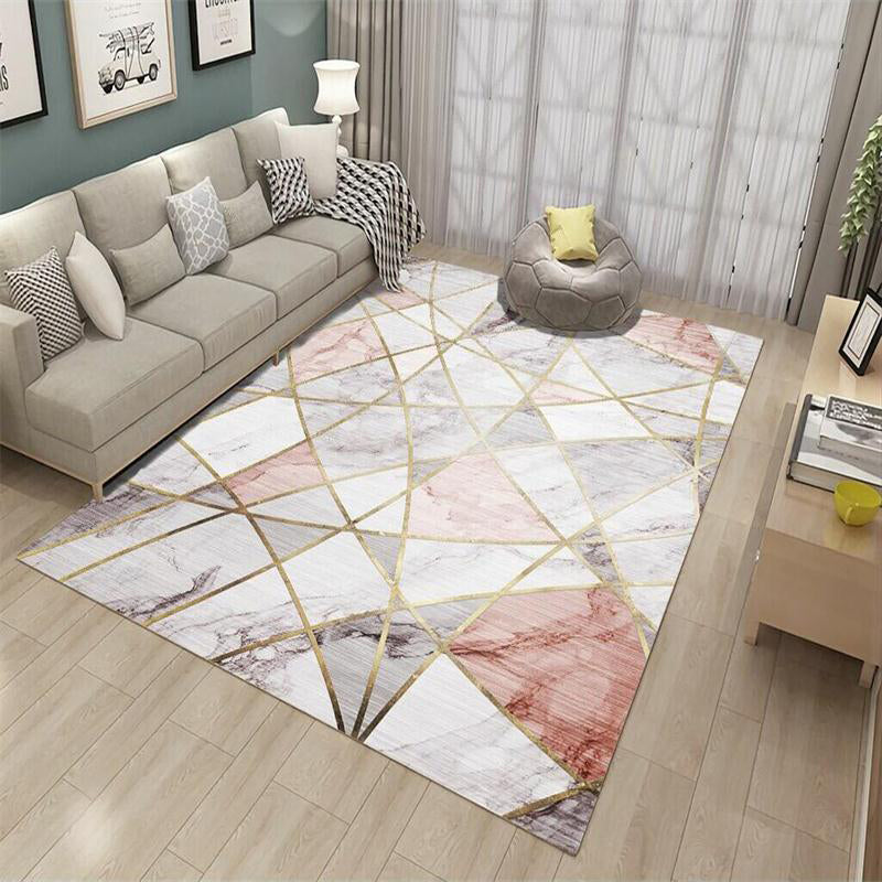 Multi Color Contemporary Rug Synthetics Abstract Geometry Carpet Non-Slip Stain Resistant Washable Rug for Sitting Room