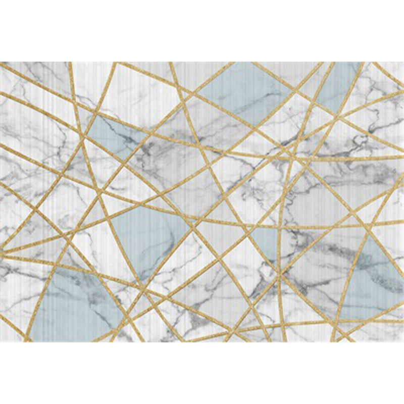 Aesthetics Multi Color Modern Rug Polypropylene Marble with Gold Lines Print Rug Machine Wash Pet Friendly Anti-Slip Rug for Home
