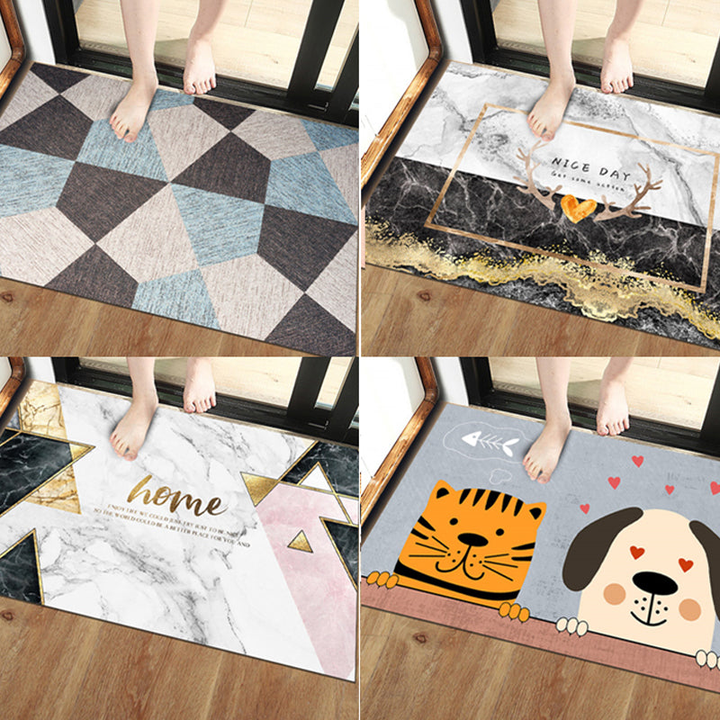 Unique Scandinavian Indoor Rug Multi Colored Geometry Carpet Non-Slip Pet Friendly Washable Rug for Door