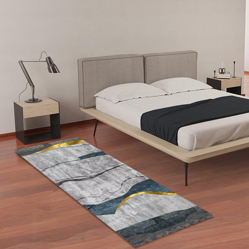 Multi-Color Modern Runner Teppich Polypropylen Expressionismus Streifen Druck Teppich Anti-Rutschmaschine Waschfleck widerstandsfähiger Teppich für Schlafzimmer
