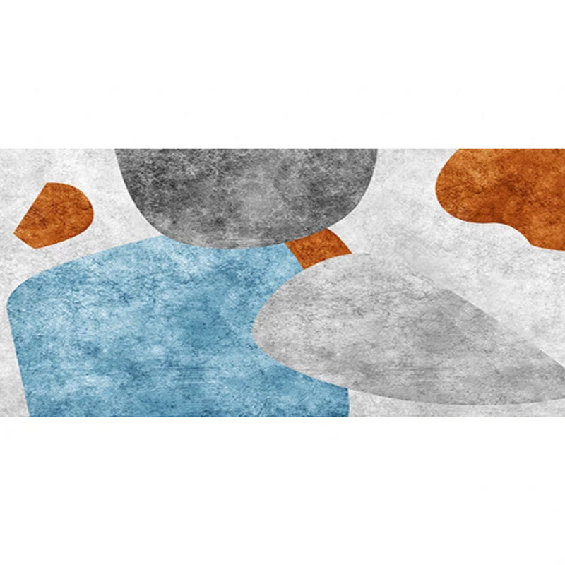 Multi-Color Modern Runner Rug Polypropylene Expressionism Stripes Print Rug Anti-Slip Machine Wash Stain Resistant Rug for Bedroom