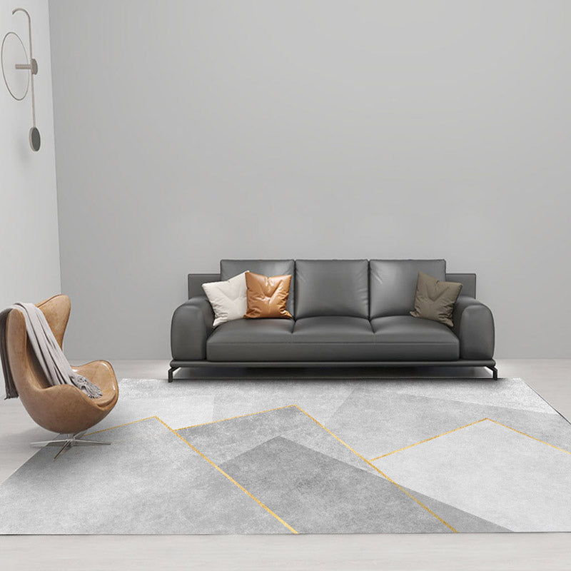 Postmodern Lounge Area Rug Multi-Colored Geometric Carpet Polyester Washable Stain Resistant Anti-Slip Rug
