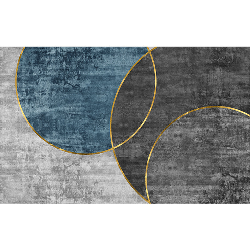 Postmodern Lounge Area Rug Multi-Colored Geometric Carpet Polyester Washable Stain Resistant Anti-Slip Rug