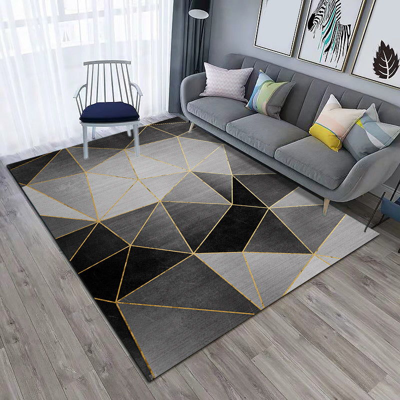 Hedendaagse geometrische print Tapijt Rug Multicolor Synthetics Area Tapijt Machine Wasbare anti-slip Stain Resistant Tap voor familiekamer