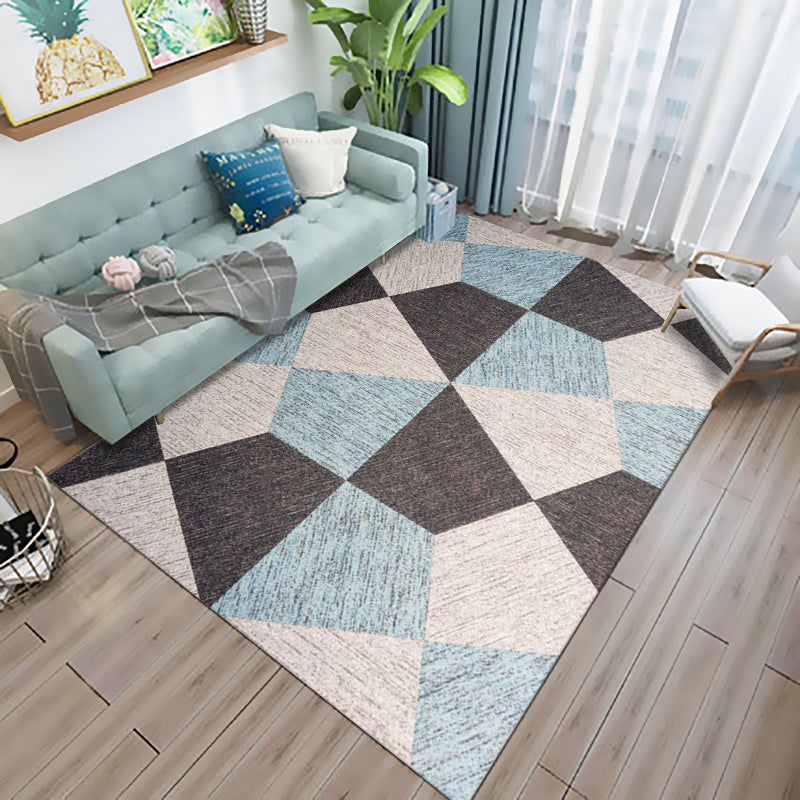 Multicolor Living Room Rug Modern 3D Print Geometric Rug Polyester Stain Resistant Anti-Slip Backing Pet Friendly Rug