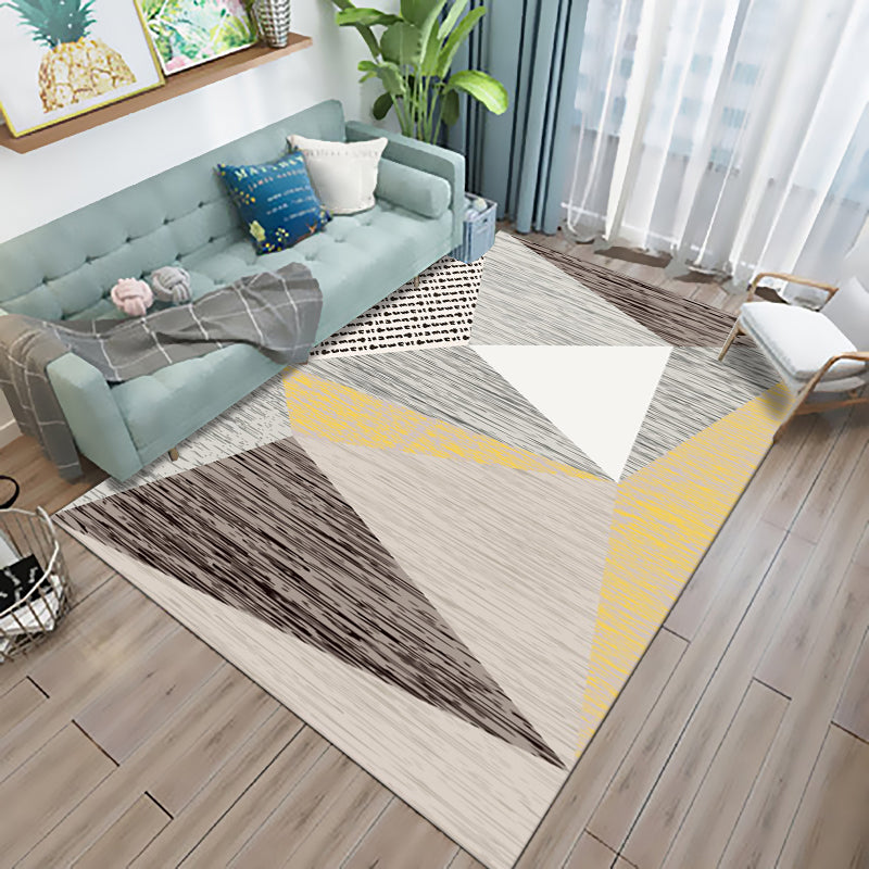 Multicolor Living Room Rug Modern 3D Print Geometric Rug Polyester Stain Resistant Anti-Slip Backing Pet Friendly Rug