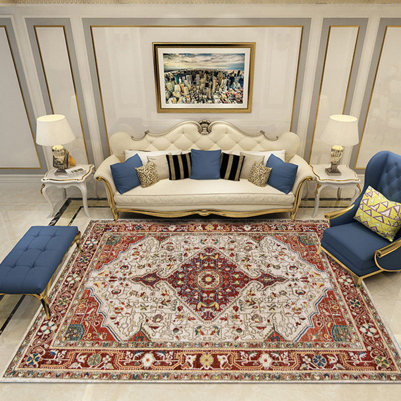 Nostalgia Chamber Area Rug Multi Colored Jacquard Carpet Synthetics Pet Friendly Anti-Slip Backing Machine Washable Rug