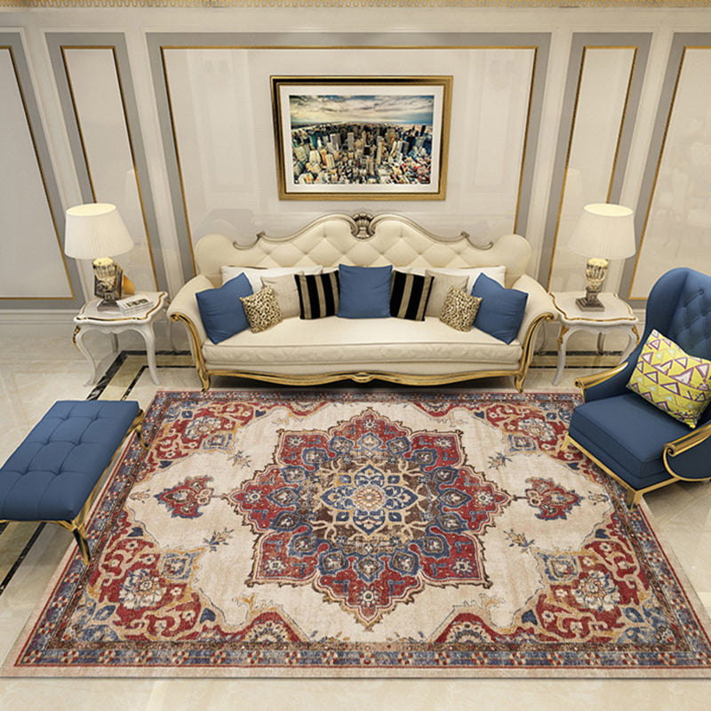 Nostalgia Chamber Area Rug Multi Colored Jacquard Carpet Synthetics Pet Friendly Anti-Slip Backing Machine Washable Rug