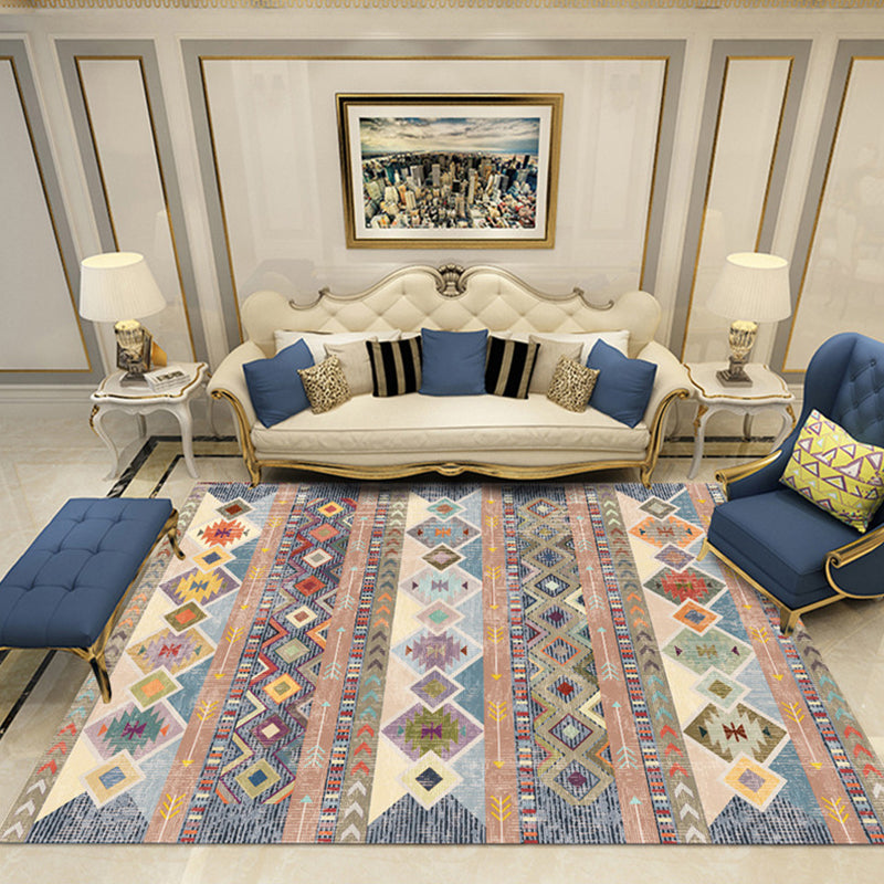 Nostalgia Chamber Area Rug Multi Colored Jacquard Carpet Synthetics Pet Friendly Anti-Slip Backing Machine Washable Rug