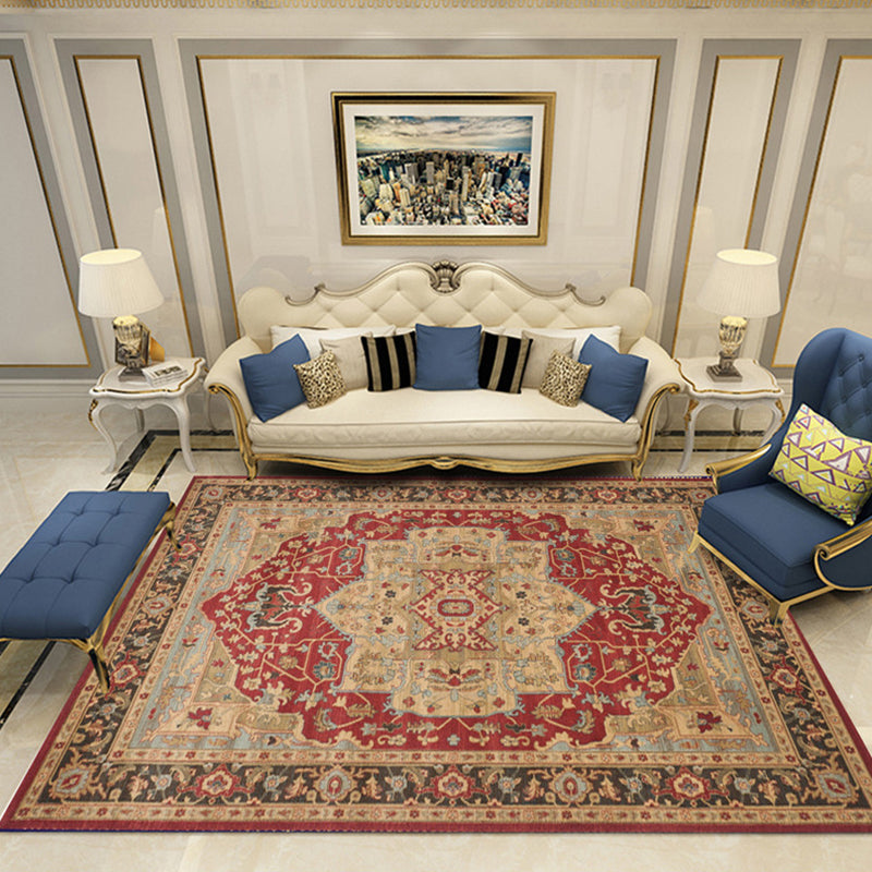 Nostalgia Chamber Area Rug Multi Colored Jacquard Carpet Synthetics Pet Friendly Anti-Slip Backing Machine Washable Rug