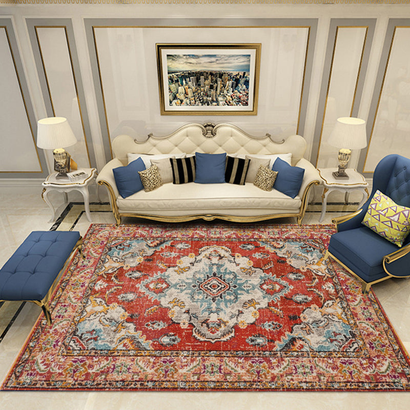 Nostalgia Chamber Area Rug Multi Colored Jacquard Carpet Synthetics Pet Friendly Anti-Slip Backing Machine Washable Rug