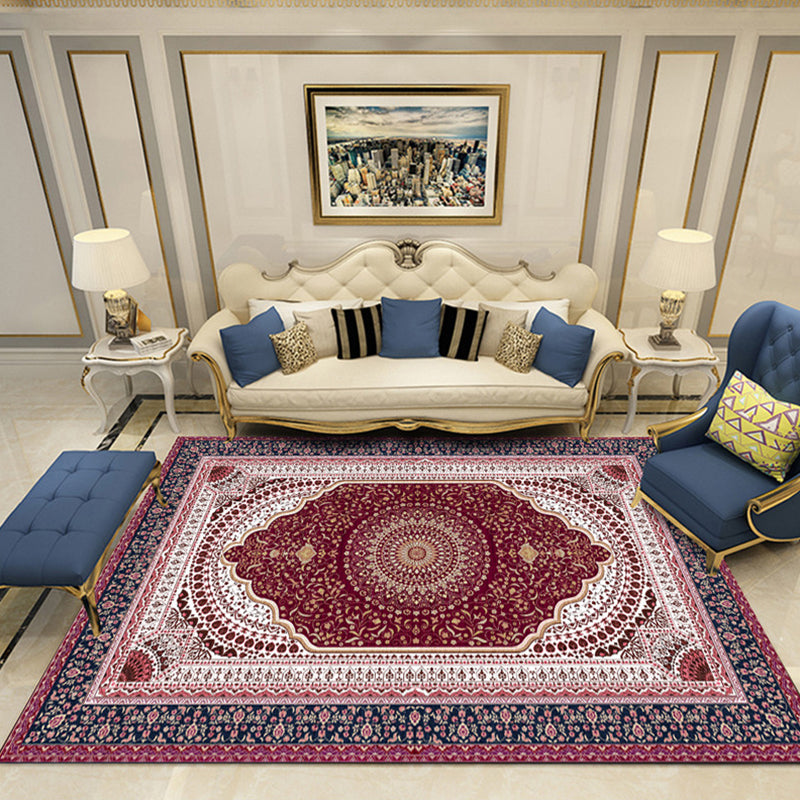 Nostalgia Chamber Area Rug Multi Colored Jacquard Carpet Synthetics Pet Friendly Anti-Slip Backing Machine Washable Rug