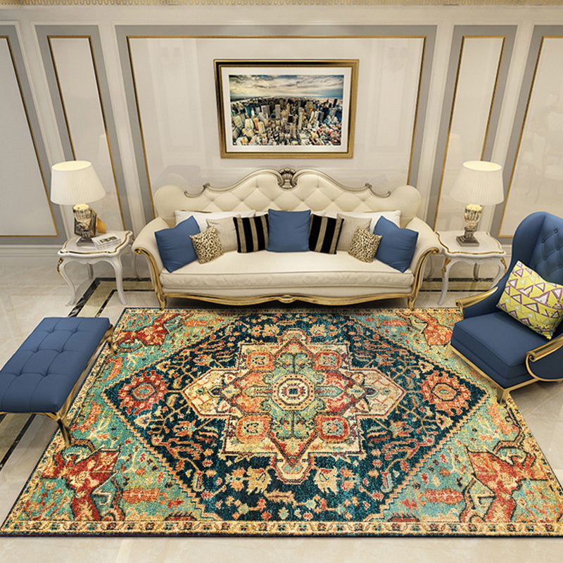 Nostalgia Chamber Area Rug Multi Colored Jacquard Carpet Synthetics Pet Friendly Anti-Slip Backing Machine Washable Rug