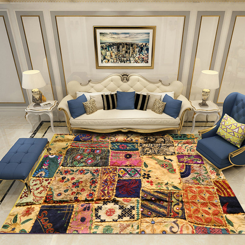 Nostalgia Chamber Area Rug Multi Colored Jacquard Carpet Synthetics Pet Friendly Anti-Slip Backing Machine Washable Rug