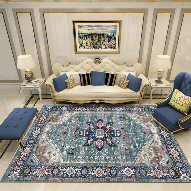 Nostalgia Chamber Area Rug Multi Colored Jacquard Carpet Synthetics Pet Friendly Anti-Slip Backing Machine Washable Rug