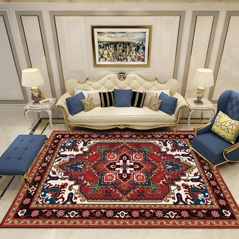 Nostalgia Chamber Area Rug Multi Colored Jacquard Carpet Synthetics Pet Friendly Anti-Slip Backing Machine Washable Rug