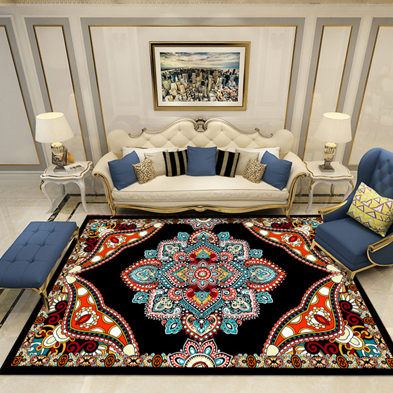 Nostalgia Chamber Area Rug Multi Colored Jacquard Carpet Synthetics Pet Friendly Anti-Slip Backing Machine Washable Rug