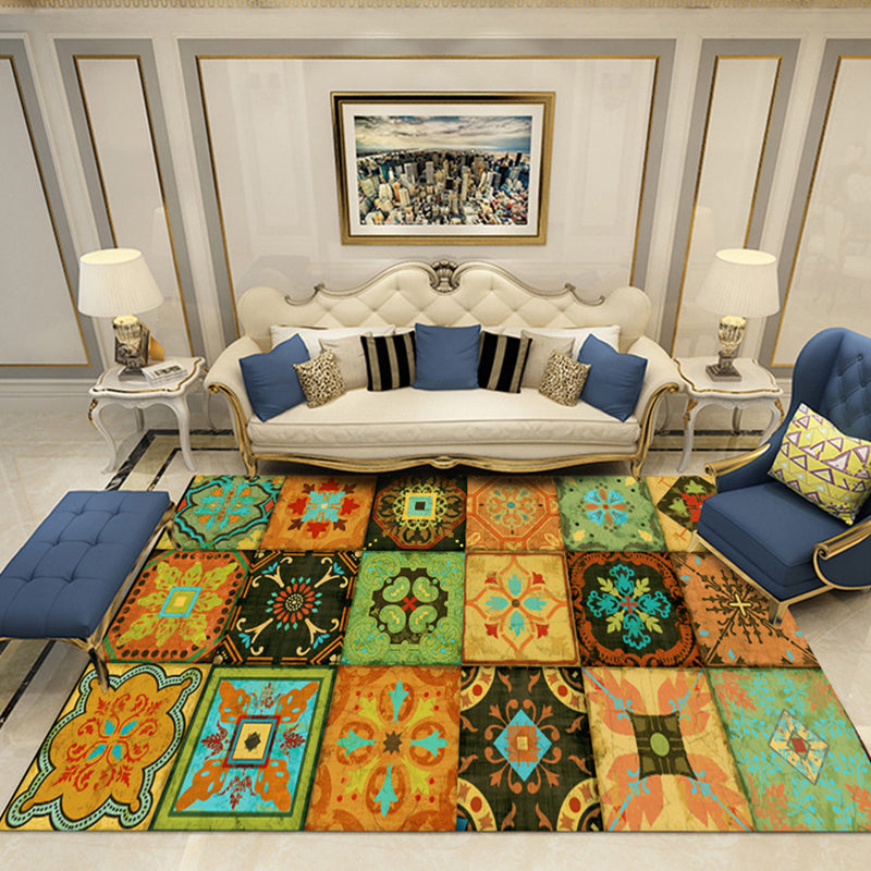 Nostalgia Chamber Area Rug Multi Colored Jacquard Carpet Synthetics Pet Friendly Anti-Slip Backing Machine Washable Rug