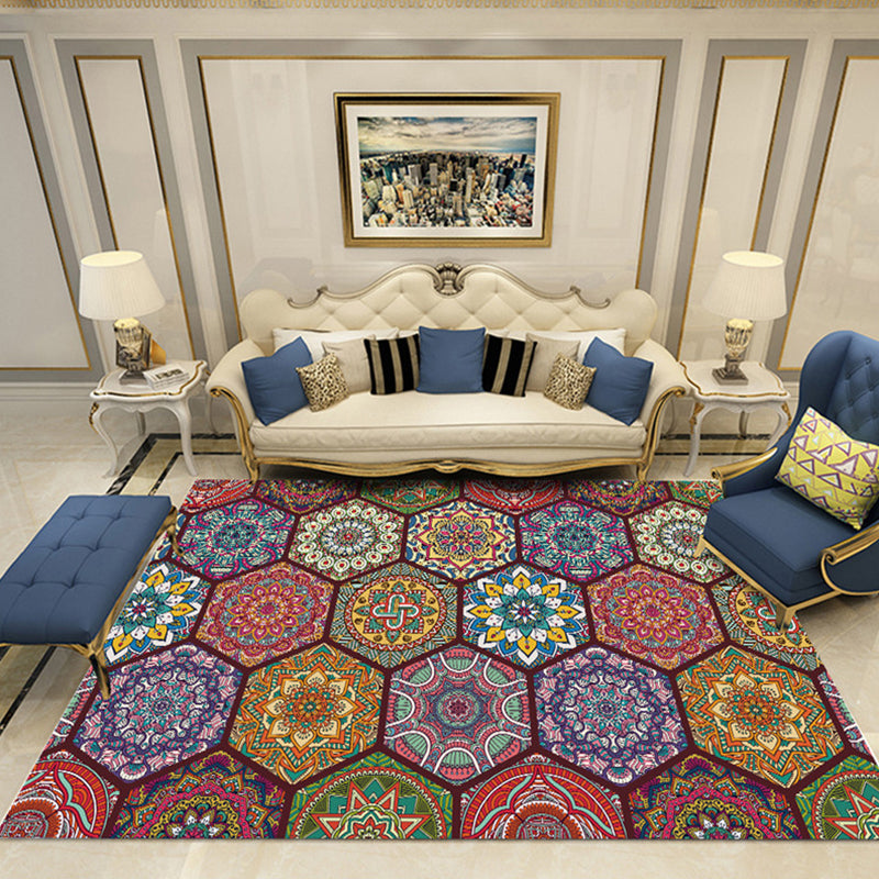 Nostalgia Chamber Area Rug Multi Colored Jacquard Carpet Synthetics Pet Friendly Anti-Slip Backing Machine Washable Rug