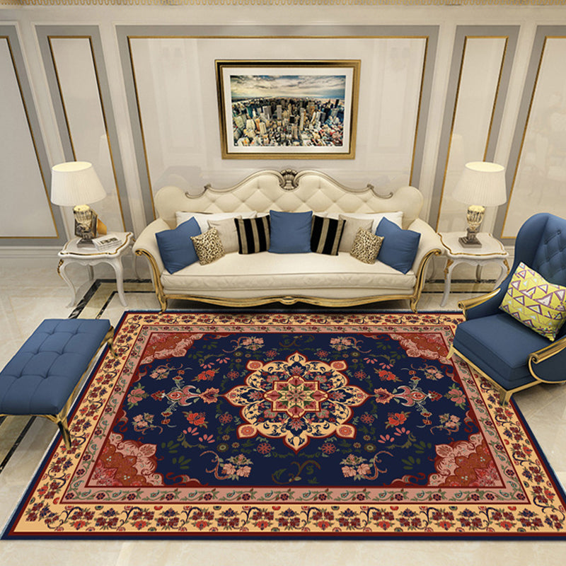 Nostalgia Chamber Area Rug Multi Colored Jacquard Carpet Synthetics Pet Friendly Anti-Slip Backing Machine Washable Rug